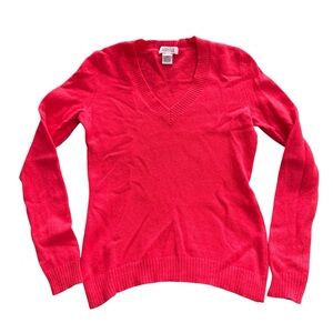 Barneys New York Bright Red V-Neck Sweater